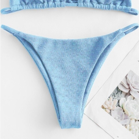 NWOT Zaful | Light Blue Barely There Low Waisted Bikini Swim Bottom L (8) - Picture 2 of 8